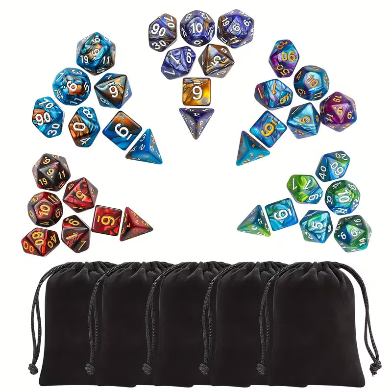 Polyhedron  Dice Set, double - coloured, dark