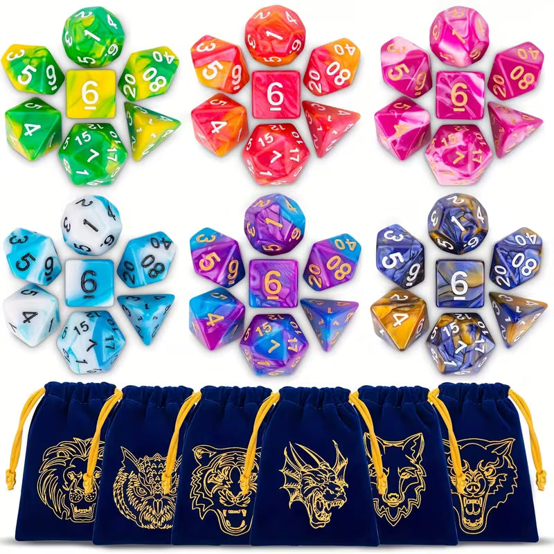 Polyhedron  Dice Set, double - coloured, light