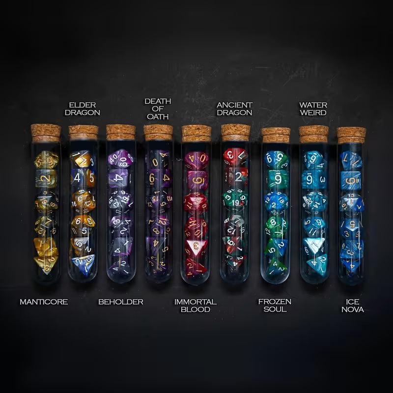 Polyhedron  Dice Set in Potion Flask