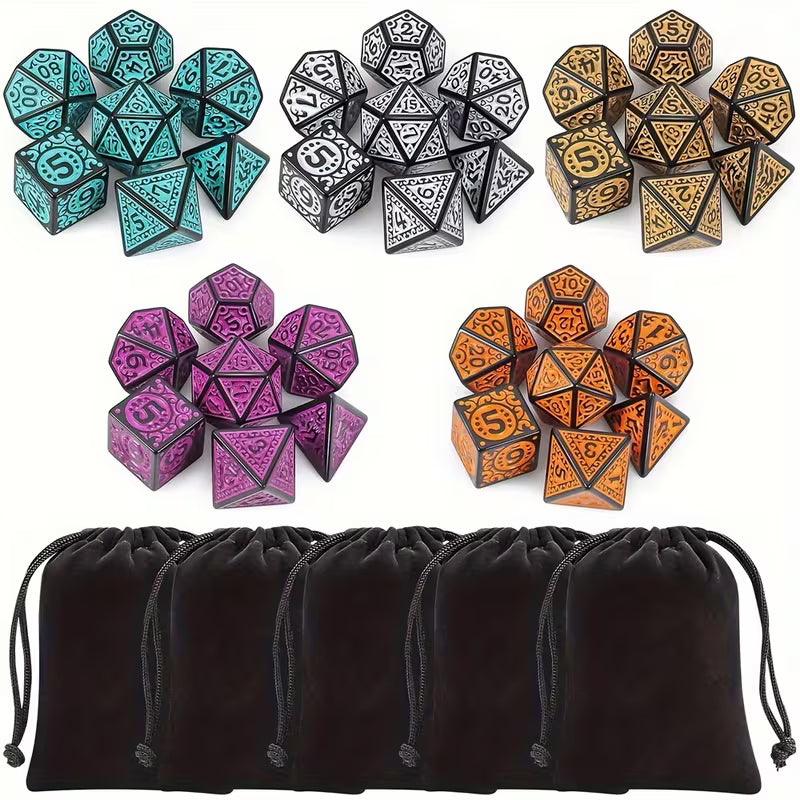 Polyhedral Dice Set 7pcs vintage